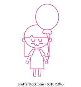 silhouette beauty girl with heart balloons and hairstyle design
