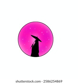 Silhouette of Beauty Under the Umbrella
