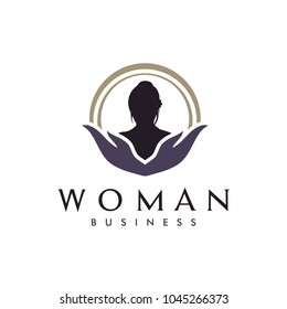 Silhouette Beauty Woman with Hands for Natural Skin Care Therapy Spa Salon Cosmetic logo design 