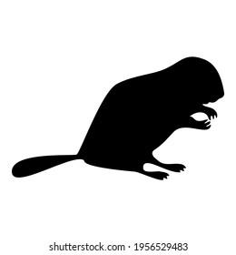 Silhouette beaver animal rodent stand black color vector illustration flat style image