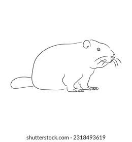 Silhouette of a Beaver made in sketch style. Vector illustration.