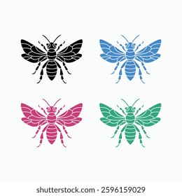 Silhouette Bee icon vector art illustration.