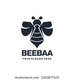 Silhouette Bee Logo Vector Icon Illustration