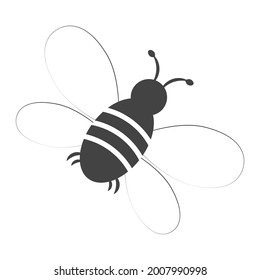 Silhouette de una abeja sobre un fondo blanco.