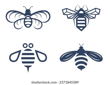 Silhouette of a bee. Schematic representation of a bee, a wasp and a bumblebee