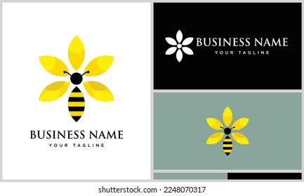 silhouette bee sun logo template