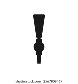 Silhouette of beer tap with handle. Element of beer pump. Front view. Vector icon and illustration on white background.	