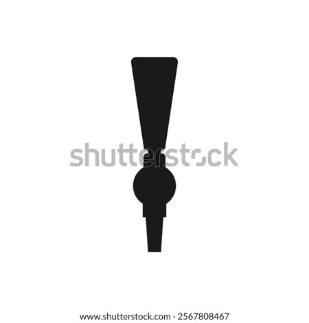 Silhouette of beer tap with handle. Element of beer pump. Front view. Vector icon and illustration on white background.	