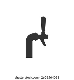 Silhouette of a beer tap with handle. Vector icon on white background.