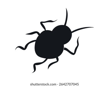 Silhouette of a Beetle, A clean, bold silhouette of a beetle, nature, pest control, fauna, animal, graphic design, illustration, vector, beetle, insect, bug, silhouette, design element, symbol, icon.