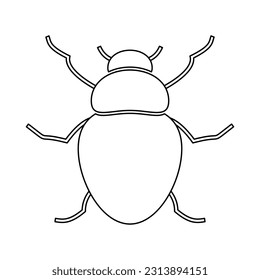 Silhouette of a beetle of the Coleoptera family on a white background. Vector image.