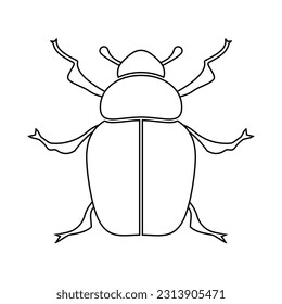 Silhouette of a beetle of the Coleoptera family on a white background. Vector image.