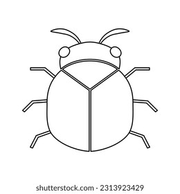 Silhouette of a beetle of the Coleoptera family on a white background. Vector image.