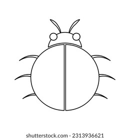 Silhouette of a beetle of the Coleoptera family on a white background. Vector image.