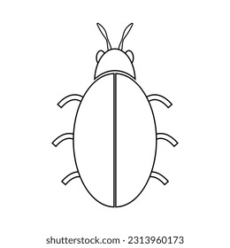 Silhouette of a beetle of the Coleoptera family on a white background. Vector image.