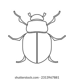 Silhouette of a beetle of the Coleoptera family on a white background. Vector image.