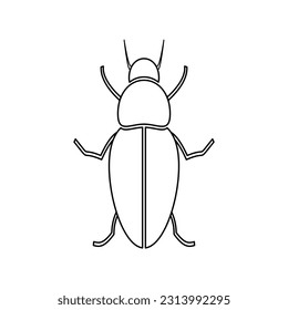 Silhouette of a beetle of the Coleoptera family on a white background. Vector image.