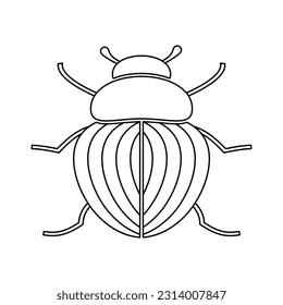 Silhouette of a beetle of the Coleoptera family on a white background. Vector image.