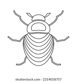 Silhouette of a beetle of the Coleoptera family on a white background. Vector image.