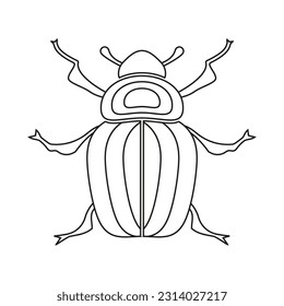 Silhouette of a beetle of the Coleoptera family on a white background. Vector image.