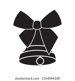 silhouette of bell christmas with ribbon isolated icon vector illustration design