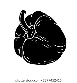 Silhouette of bell pepper vegetable.Vector graphics.