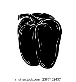 Silhouette of bell pepper vegetable.Vector graphics.