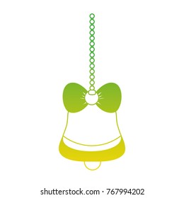 silhouette bell with ribbon bow hanging to merry christmas