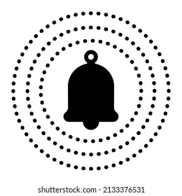 Silhouette of a bell with an unusual sound alert as an alarm and notification, bell icon for ringing and reminder, social media and signal. Isolated on white background. Vector graphics