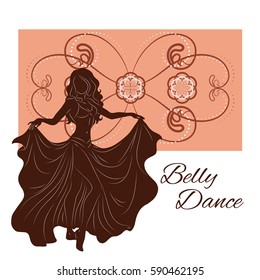 Silhouette belly dancer. Vector illustration