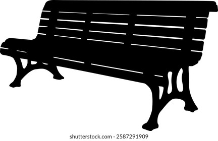 silhouette bench on white background, vector