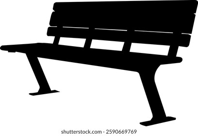 silhouette bench on white background, vector