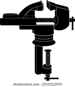 Silhueta da ferramenta da visão do banco isolada no fundo branco - equipamento industrial Clip-art