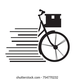 Silhouette of a bicycle, Delivery icon, Vector illustration