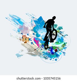 Silhouette of bicycle jumper
