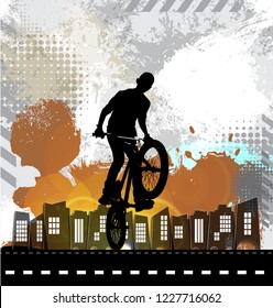 Silhouette of bicycle jumper