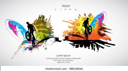 Silhouette of bicycle jumper