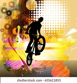 Silhouette of bicycle jumper