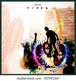 Silhouette of bicycle jumper