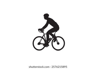 Silhouette of Bicycle Rider Vector Illustration On white background