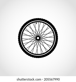 Silhouette of a bicycle wheel Icon Isolated on White Background