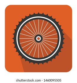 Silhouette of a bicycle wheel illustration on color background