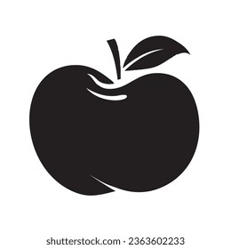 Silhouette of a big apple with stem and leaf