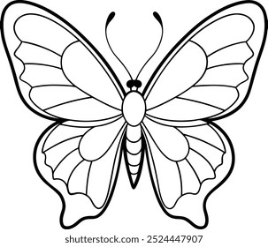 silhueta grande borboleta estilo de arte linha em fundo branco