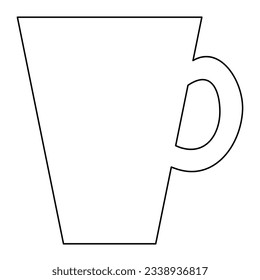 Silhouette of big ceramic cup for tea or coffee, doodle style flat vector outline for coloring book