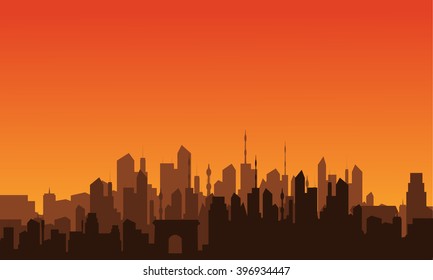 Silhouette of big city