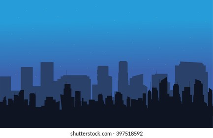 Silhouette of big city at night