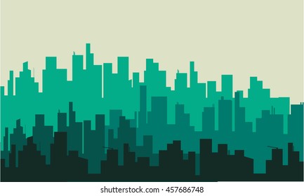 Silhouette of big city vector art illustration