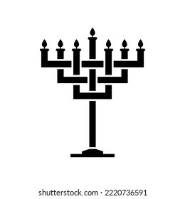 Silhouette big menorah with intertwined candlesticks vector illustration