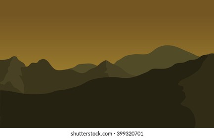 Silhouette of big mountain at the night